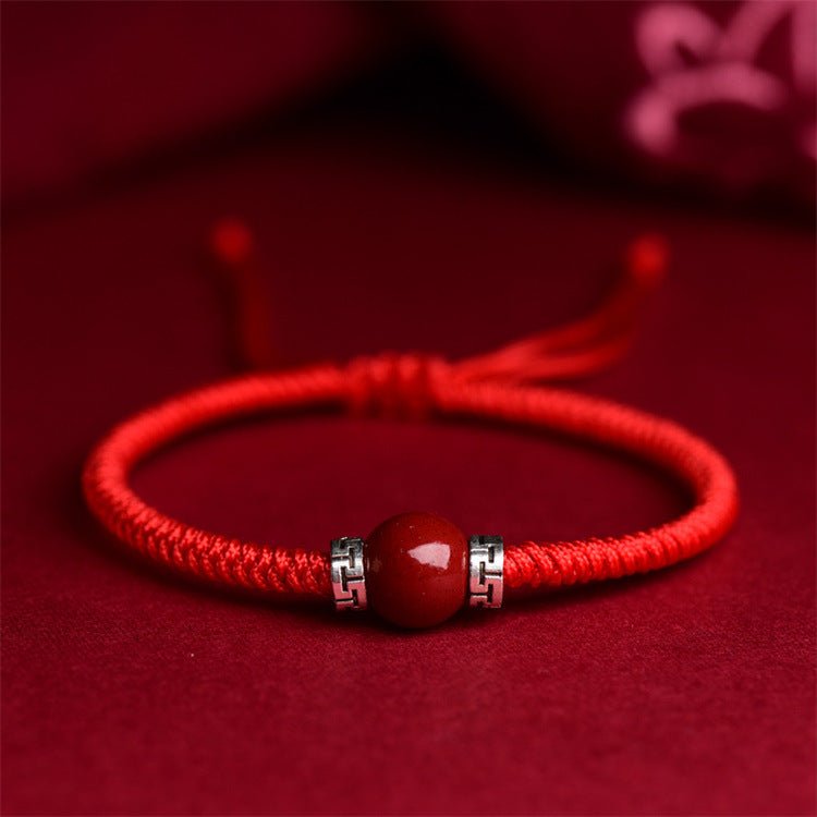 Handmade Red String Bracelet with Tibetan Silver & Red Coral Beads for Men & Women - STAR8S