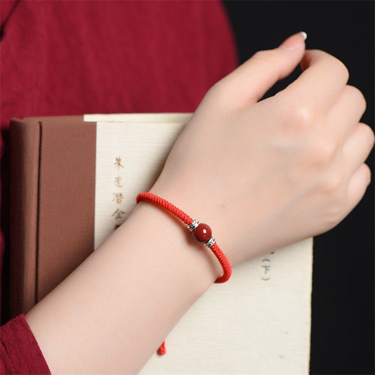 Handmade Red String Bracelet with Tibetan Silver & Red Coral Beads for Men & Women - STAR8S