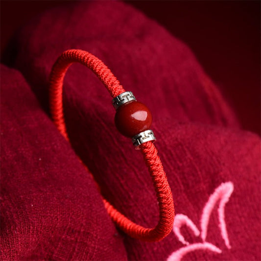 Handmade Red String Bracelet with Tibetan Silver & Red Coral Beads for Men & Women - STAR8S