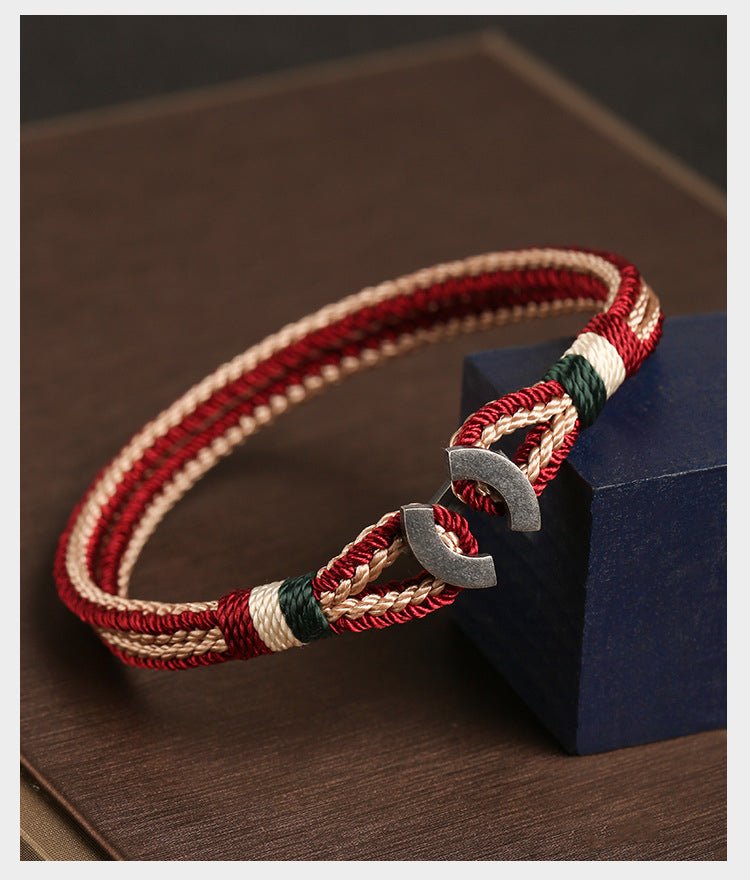 handmade s925 silver braided bracelet | red string bracelet for men gift - star8s