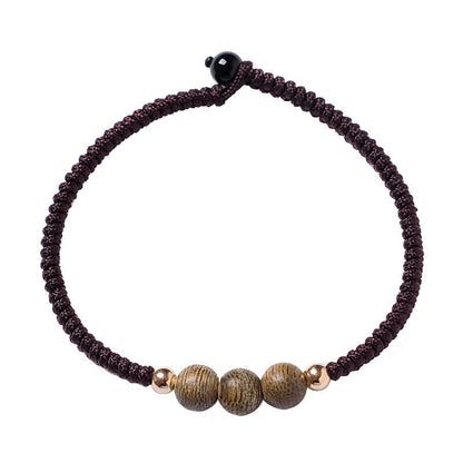 Handmade Sandalwood Bracelet for Men & Women | 14K Gold - Plated Red Rope Bracelet - STAR8S