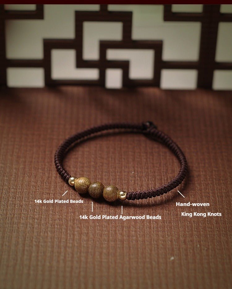 handmade sandalwood bracelet for men & women | 14k gold - plated red rope bracelet - star8s