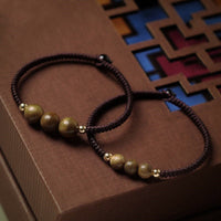 Handmade Sandalwood Bracelet for Men & Women | 14K Gold - Plated Red Rope Bracelet - STAR8S