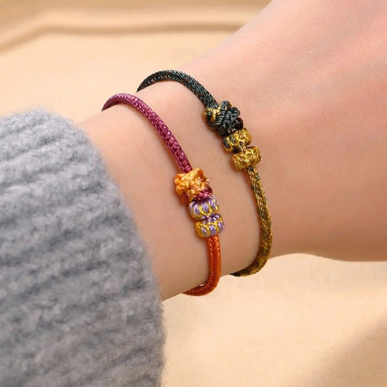 Handmade Snake Year Taishui Red String Bracelet with Gold Pendant & Feng Shui Beads | STAR8S - STAR8S