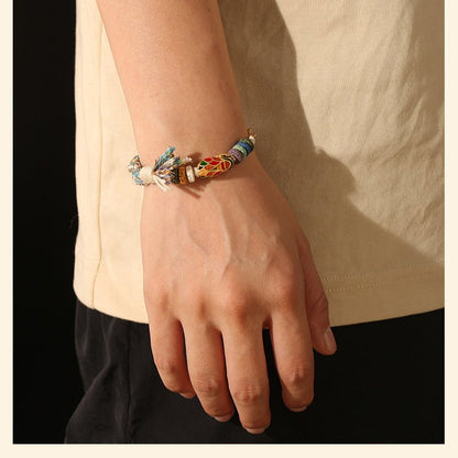 Handmade Woven Bracelet – Copper Beads & Lava Stones - Symbol of Success & Good Luck - STAR8S