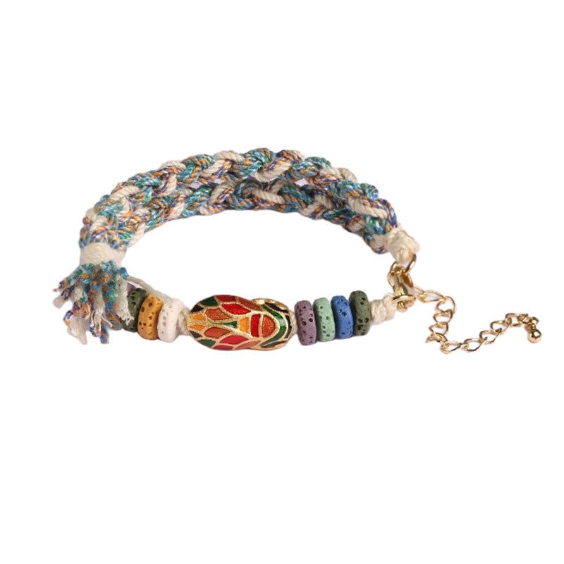 Handmade Woven Bracelet – Copper Beads & Lava Stones - Symbol of Success & Good Luck - STAR8S