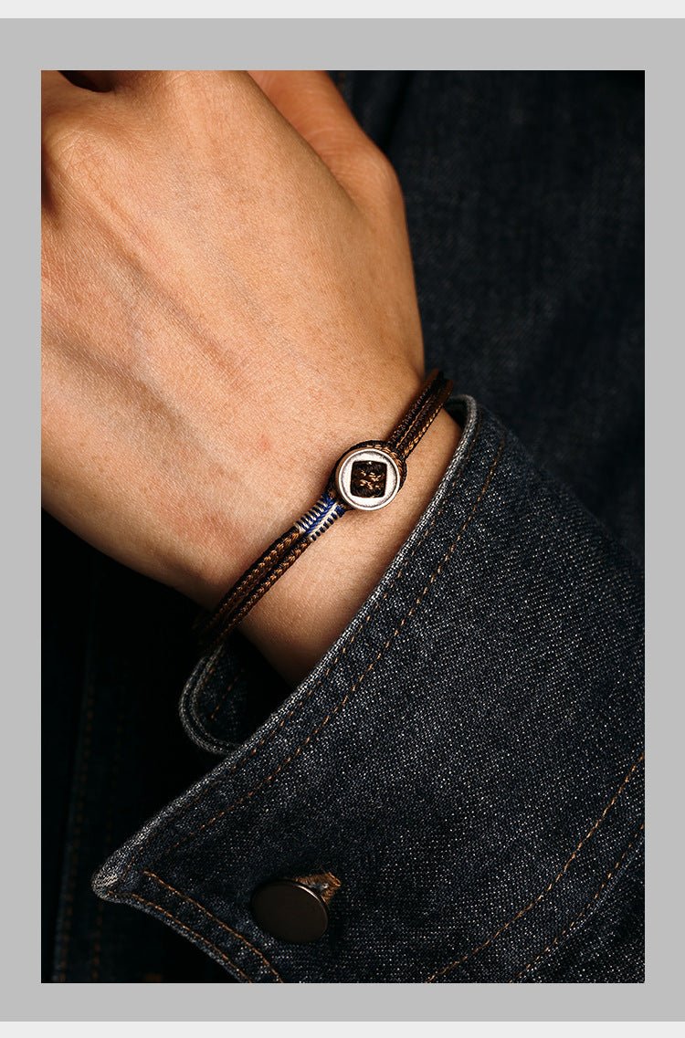 Handmade Woven Bracelet for Men – 925 Silver Button, Star Wars Inspired, Adjustable Couple Gift - STAR8S