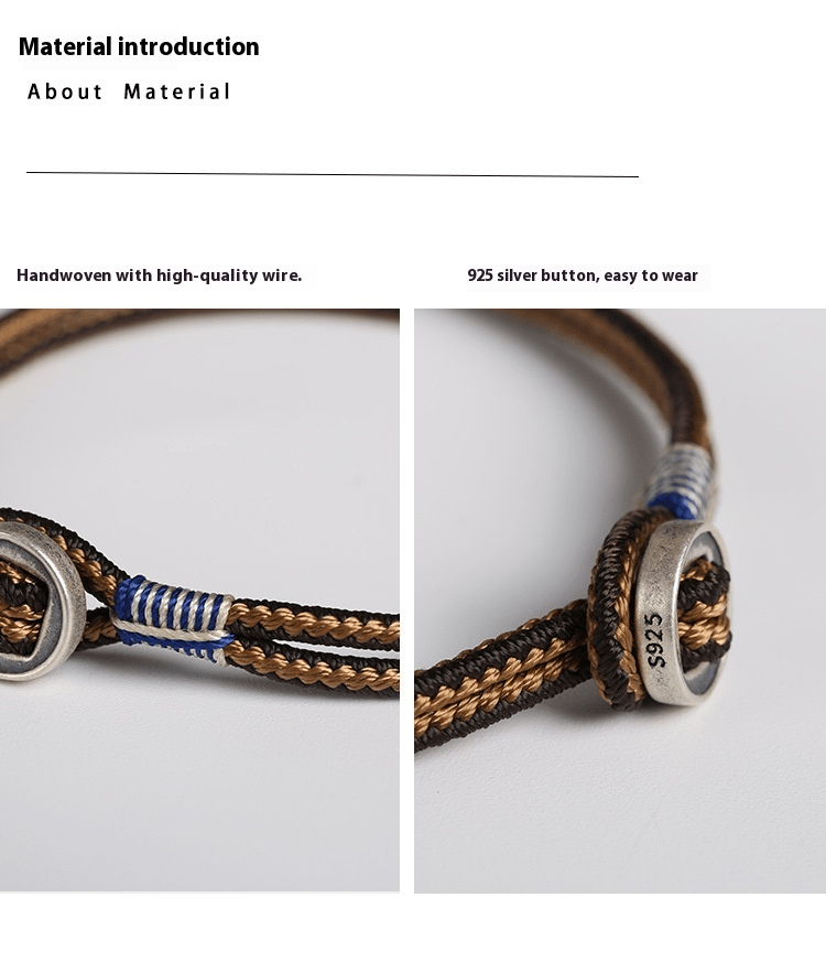 Handmade Woven Bracelet for Men – 925 Silver Button, Star Wars Inspired, Adjustable Couple Gift - STAR8S