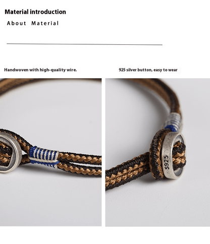 Handmade Woven Bracelet for Men – 925 Silver Button, Star Wars Inspired, Adjustable Couple Gift - STAR8S