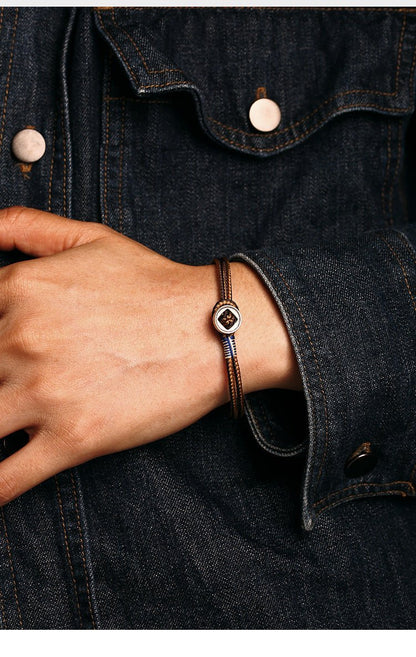 Handmade Woven Bracelet for Men – 925 Silver Button, Star Wars Inspired, Adjustable Couple Gift - STAR8S