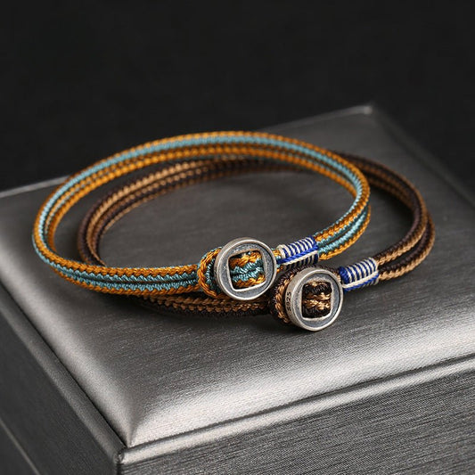 Handmade Woven Bracelet for Men – 925 Silver Button, Star Wars Inspired, Adjustable Couple Gift - STAR8S