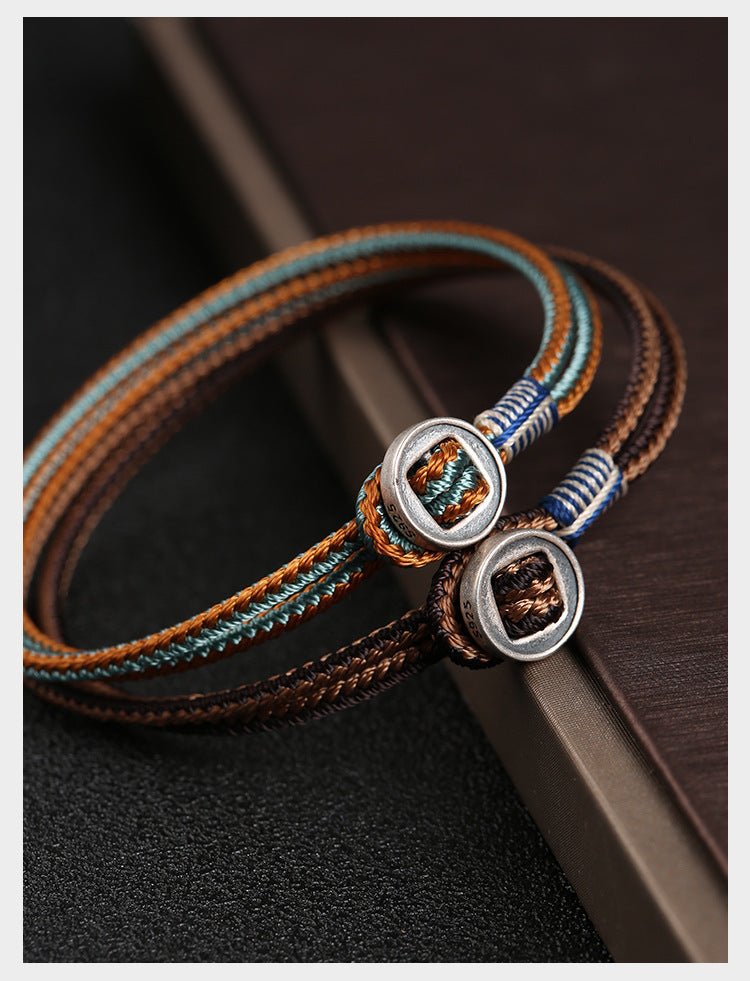 Handmade Woven Bracelet for Men – 925 Silver Button, Star Wars Inspired, Adjustable Couple Gift - STAR8S