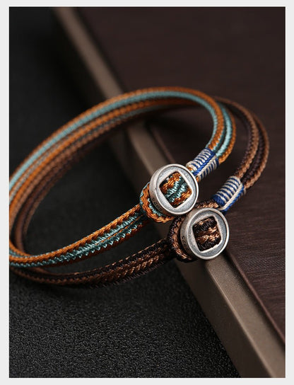 Handmade Woven Bracelet for Men – 925 Silver Button, Star Wars Inspired, Adjustable Couple Gift - STAR8S