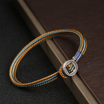 Handmade Woven Bracelet for Men – 925 Silver Button, Star Wars Inspired, Adjustable Couple Gift - STAR8S