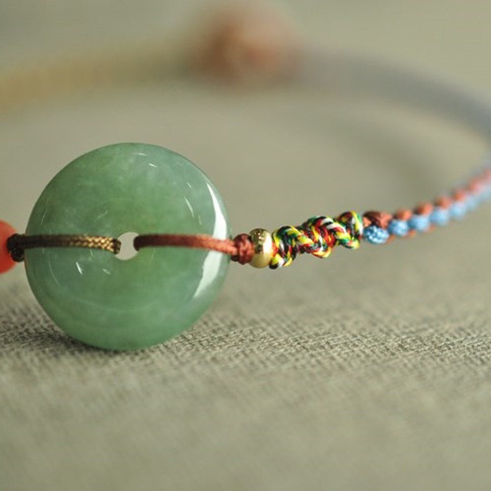 Handmade Woven Jade Ping An Kou Bracelet – Vintage Minimalist Charm for Men & Women - STAR8S