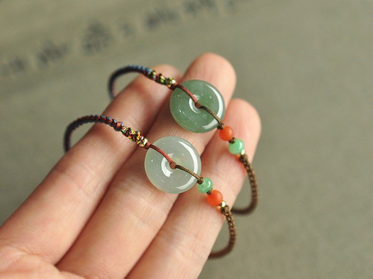 handmade woven jade ping an kou bracelet – vintage minimalist charm for men & women - star8s