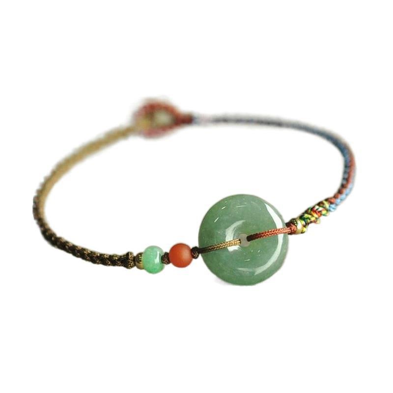 Handmade Woven Jade Ping An Kou Bracelet – Vintage Minimalist Charm for Men & Women - STAR8S
