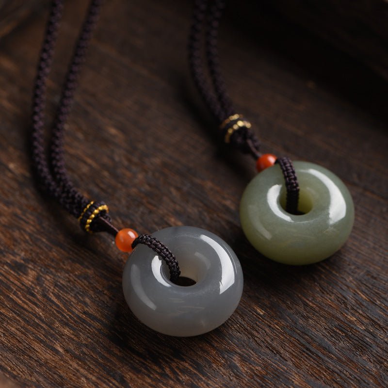 he tian jade smoke purple peace pendant necklace for men & women - jade jewelry pendant gift - star8s
