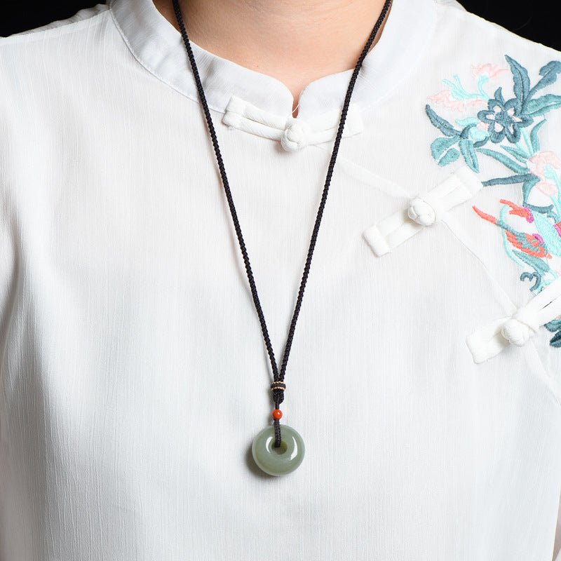 He Tian Jade Smoke Purple Peace Pendant Necklace for Men & Women - Jade Jewelry Pendant Gift - STAR8S
