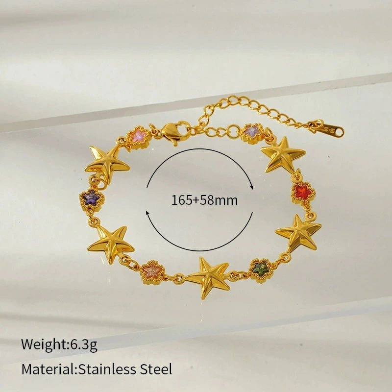 Heart Flower Pendant Bracelet for Women – Stainless Steel, Fashionable & Elegant, Chic Jewelry - STAR8S