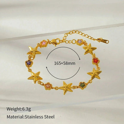 Heart Flower Pendant Bracelet for Women – Stainless Steel, Fashionable & Elegant, Chic Jewelry - STAR8S