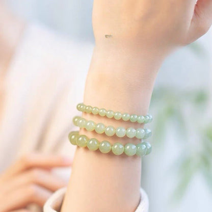 Hetian Jade Bead Bracelet – Elegant Light Luxury Beads with Premium Ice - Seed Jade, Adjustable for Women - STAR8S