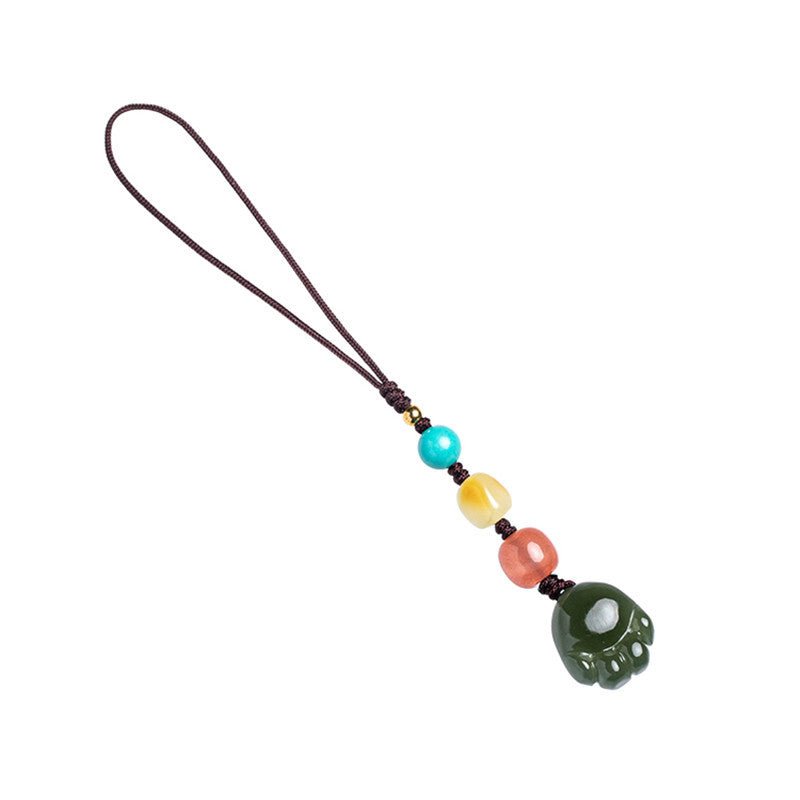 Hetian Jade Cat Paw Keychain - Cute Mobile Strap for Men & Women, Anti - Lost USB Pendant - STAR8S