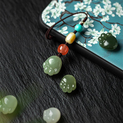 Hetian Jade Cat Paw Keychain - Cute Mobile Strap for Men & Women, Anti - Lost USB Pendant - STAR8S