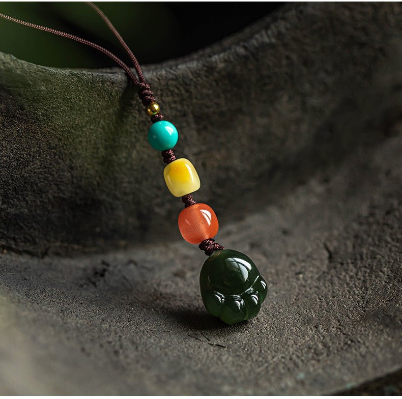 Hetian Jade Cat Paw Keychain - Cute Mobile Strap for Men & Women, Anti - Lost USB Pendant - STAR8S