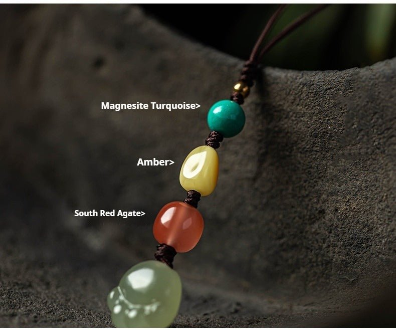 Hetian Jade Cat Paw Keychain - Cute Mobile Strap for Men & Women, Anti - Lost USB Pendant - STAR8S