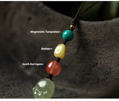 Hetian Jade Cat Paw Keychain - Cute Mobile Strap for Men & Women, Anti - Lost USB Pendant - STAR8S