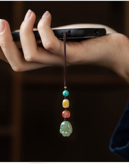 Hetian Jade Cat Paw Keychain - Cute Mobile Strap for Men & Women, Anti - Lost USB Pendant - STAR8S