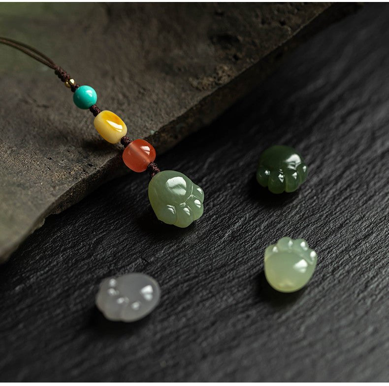 Hetian Jade Cat Paw Keychain - Cute Mobile Strap for Men & Women, Anti - Lost USB Pendant - STAR8S