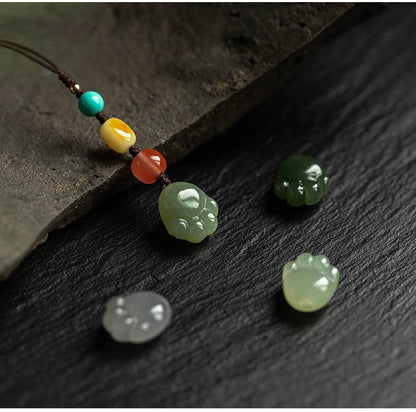 Hetian Jade Cat Paw Keychain - Cute Mobile Strap for Men & Women, Anti - Lost USB Pendant - STAR8S