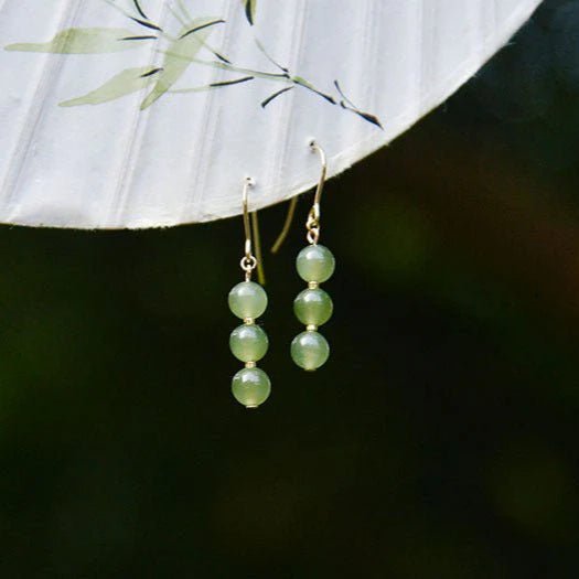 Hetian Jade Line Earrings - 14k gold - plated Elegant Goddess | STAR8S - STAR8S
