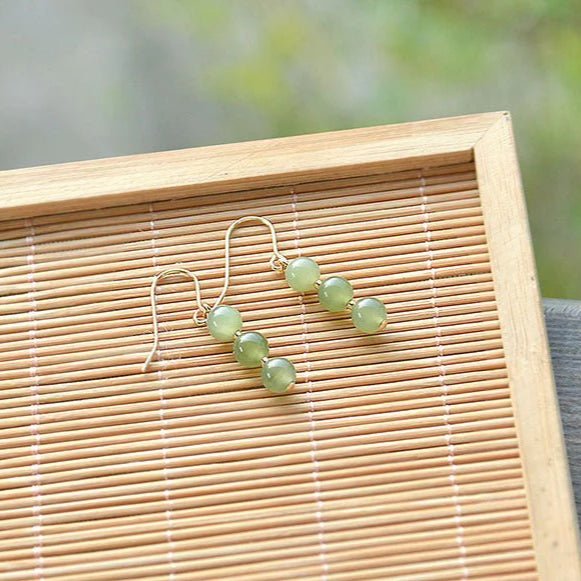 hetian jade line earrings - 14k gold - plated elegant goddess | star8s - star8s