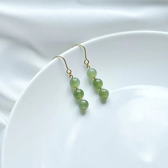 Hetian Jade Line Earrings - 14k gold - plated Elegant Goddess | STAR8S - STAR8S