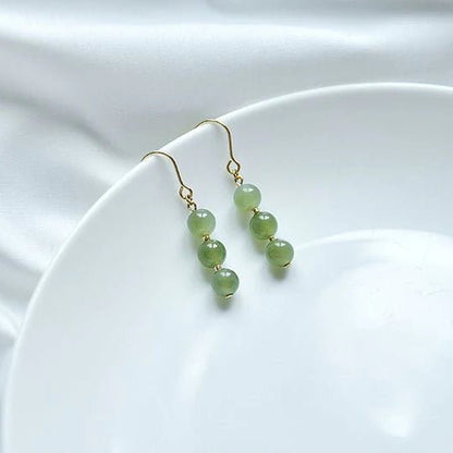 Hetian Jade Line Earrings - 14k gold - plated Elegant Goddess | STAR8S - STAR8S