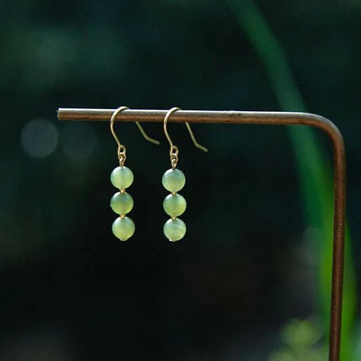 hetian jade line earrings - 14k gold - plated elegant goddess | star8s - star8s