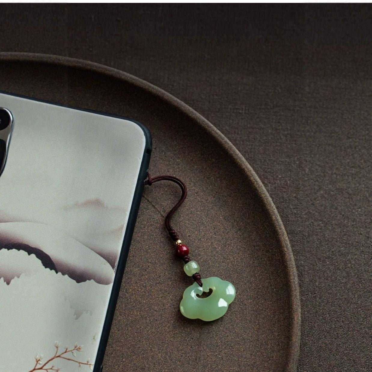 Hetian Jade Peace Lock Keychain - Natural White Jade Phone Pendant, Good Luck Charm, Handcrafted Jewelry - STAR8S