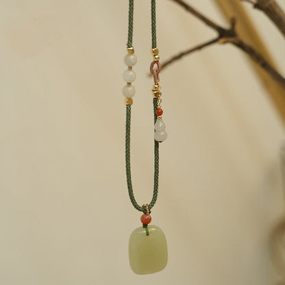 Hetian Jade Pendant Necklace for Women - Simple Elegant Jade Necklace with Adjustable Cord - Natural Jade Jewelry - STAR8S