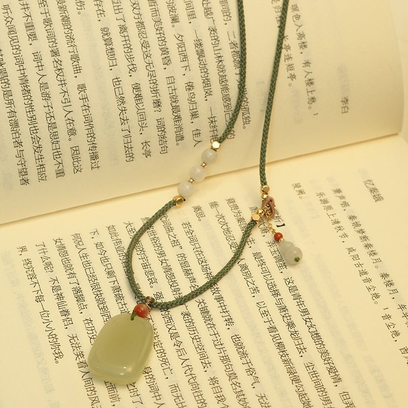 Hetian Jade Pendant Necklace for Women - Simple Elegant Jade Necklace with Adjustable Cord - Natural Jade Jewelry - STAR8S