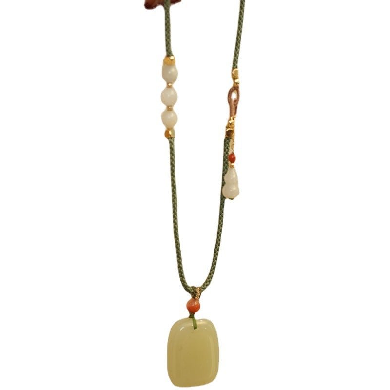 Hetian Jade Pendant Necklace for Women - Simple Elegant Jade Necklace with Adjustable Cord - Natural Jade Jewelry - STAR8S