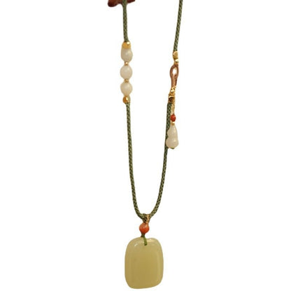 Hetian Jade Pendant Necklace for Women - Simple Elegant Jade Necklace with Adjustable Cord - Natural Jade Jewelry - STAR8S
