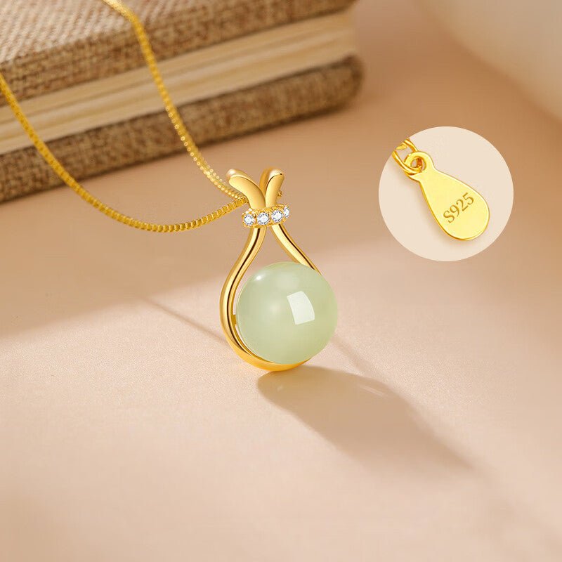 hetian jade silver necklace – lucky fortune pouch pendant for women, christmas & birthday gift for girlfriend/wife - star8s