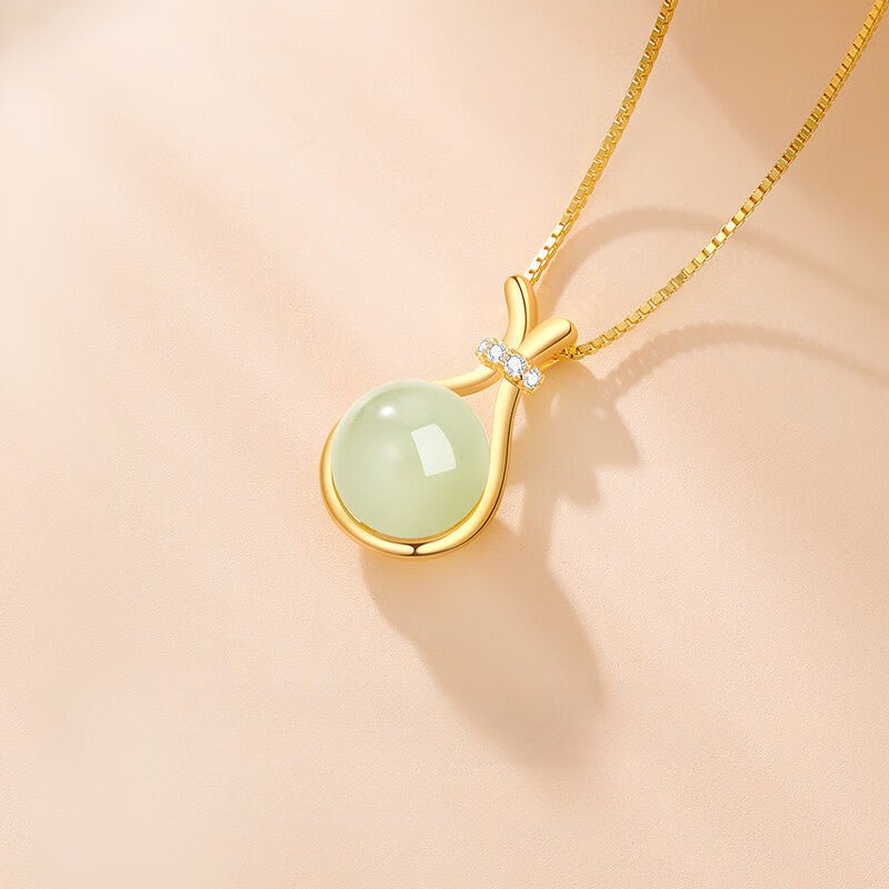 Hetian Jade Silver Necklace – Lucky Fortune Pouch Pendant for Women, Christmas & Birthday Gift for Girlfriend/Wife - STAR8S