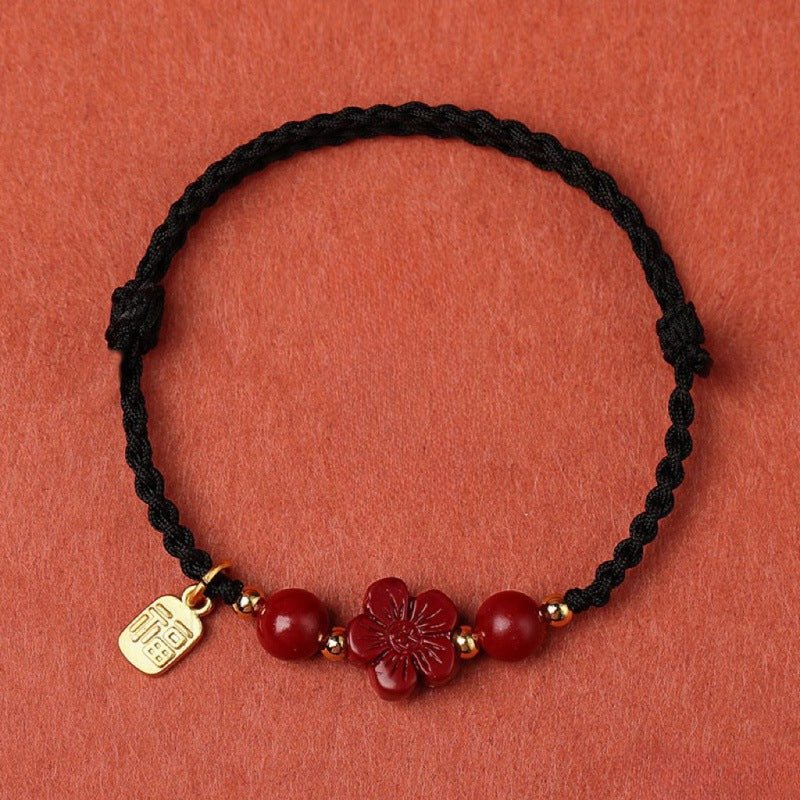 high - purity cinnabar red string adjustable bracelet – natural cinnabar flower | purple gold sand - star8s