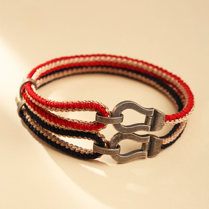 horseshoe buckle red string bracelet | adjustable for couples - s925 silver - star8s