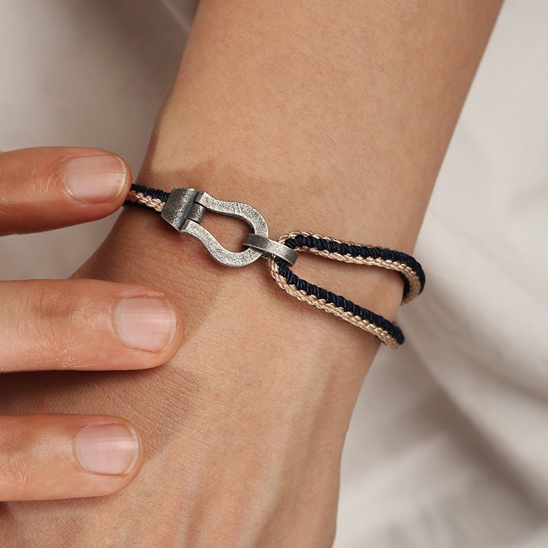 Horseshoe Buckle Red String Bracelet | Adjustable for Couples - S925 Silver - STAR8S