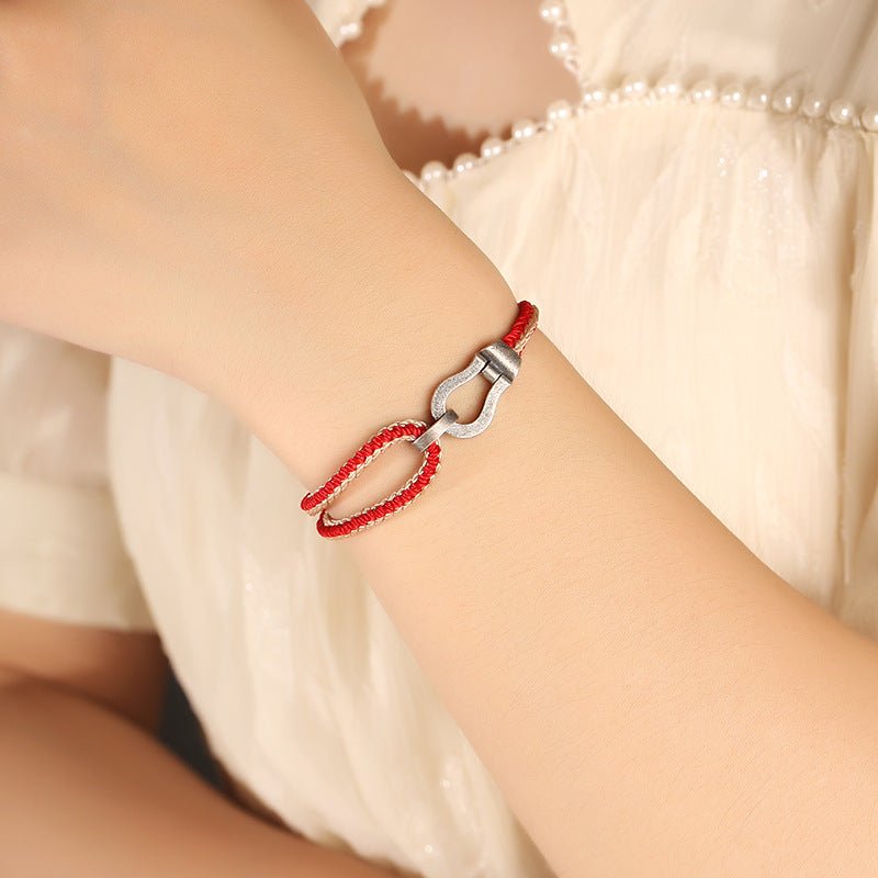 horseshoe buckle red string bracelet | adjustable for couples - s925 silver - star8s